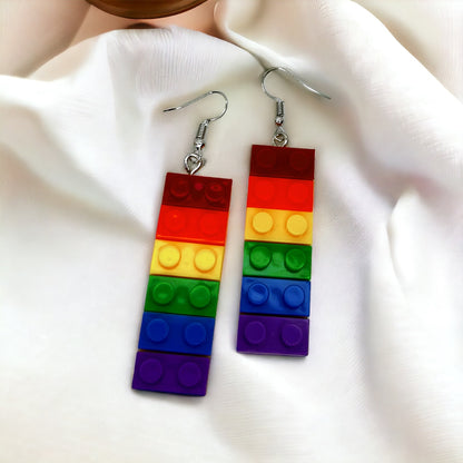 Rainbow Earrings - Rainbow Block, PRIDE Earrings, Rainbow Earrings, Pride Accessories, LGBTQ, Building Block