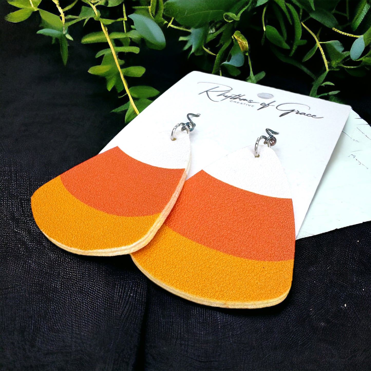Candy Corn Cuties – Handmade Halloween Earrings