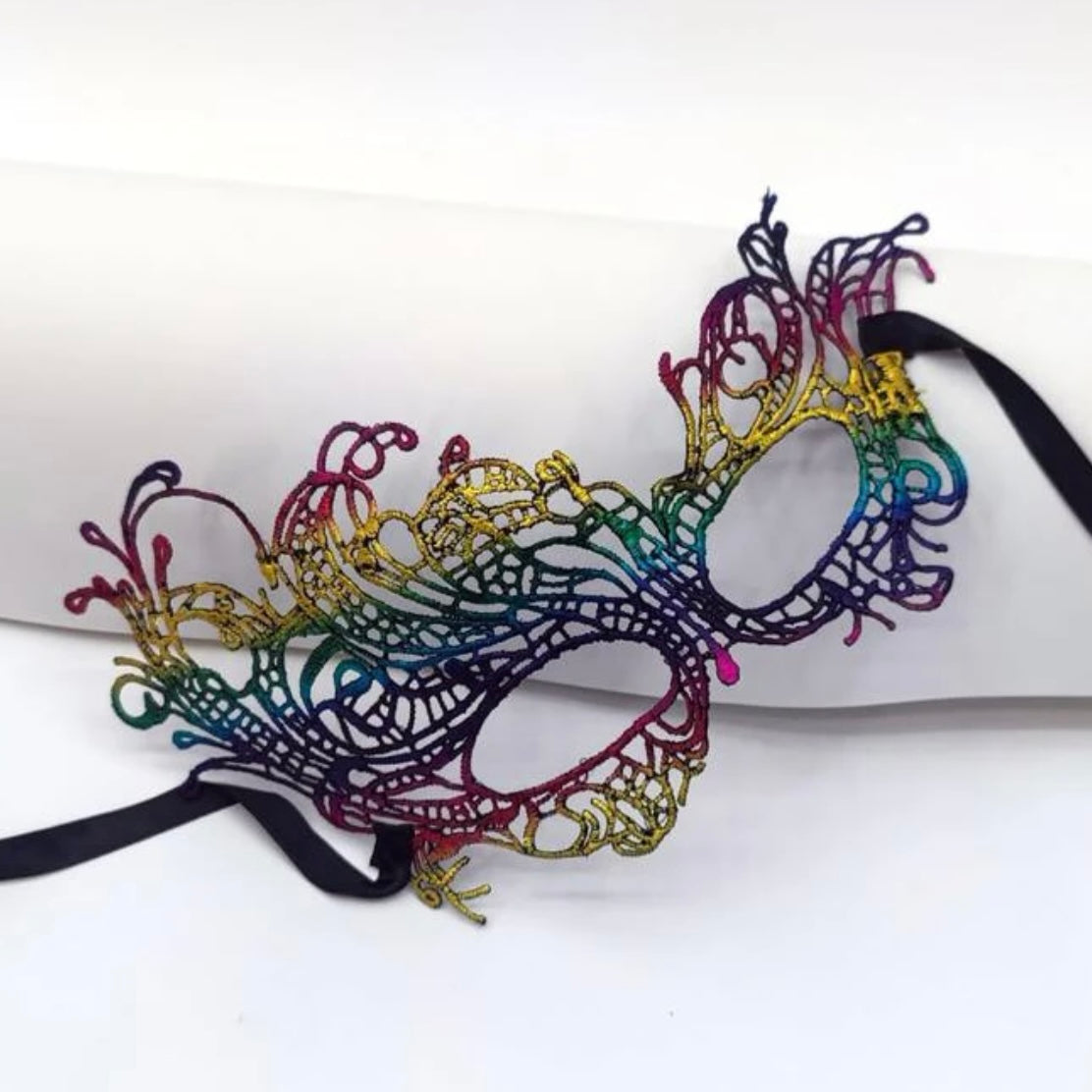 Rainbow Lace Masquerade Mask โ Let the Mystery Sparkle! ๐ญ