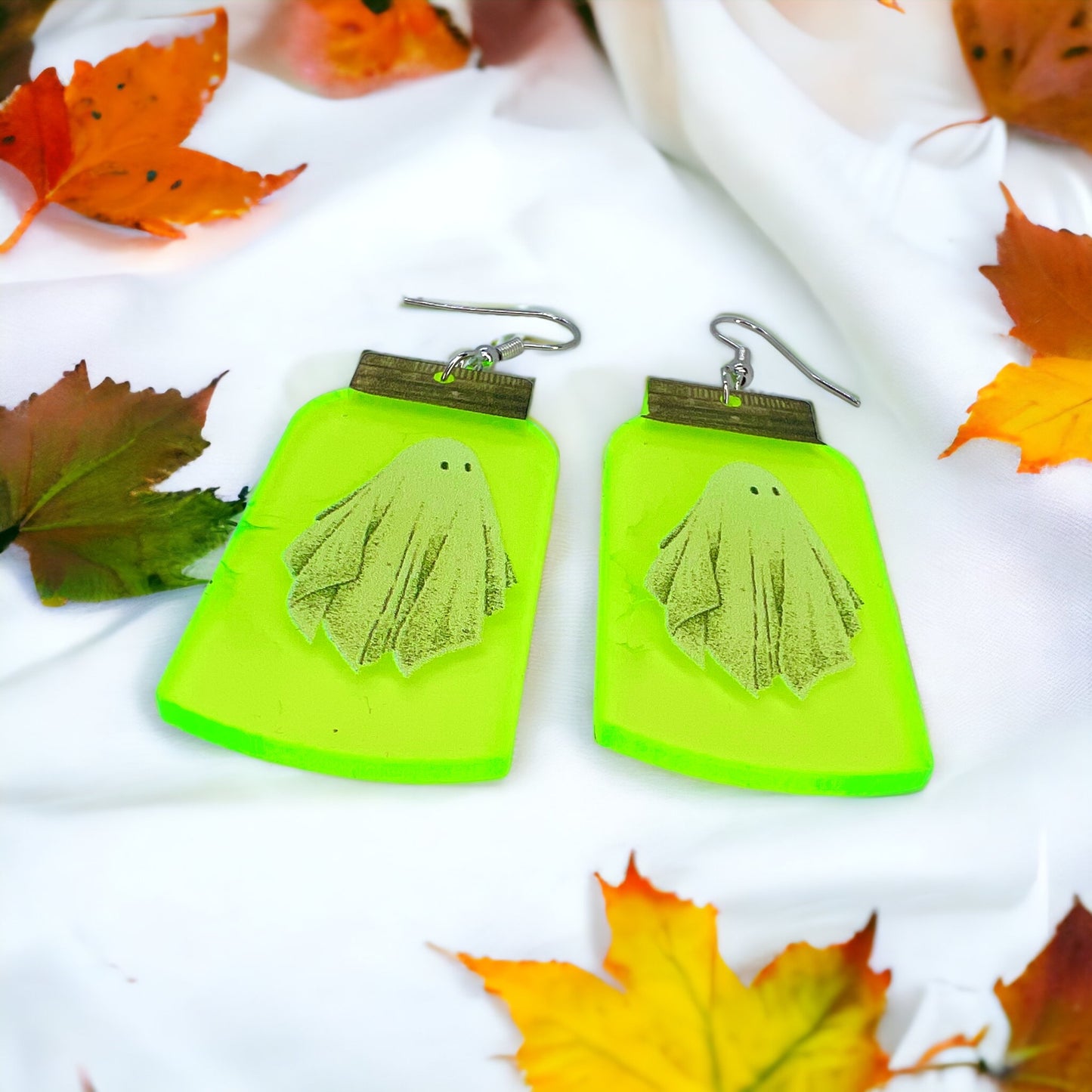 Spooky Fun Ghost Jar Earrings – Neon Halloween Accessories! - Rhythms of Grace Creative