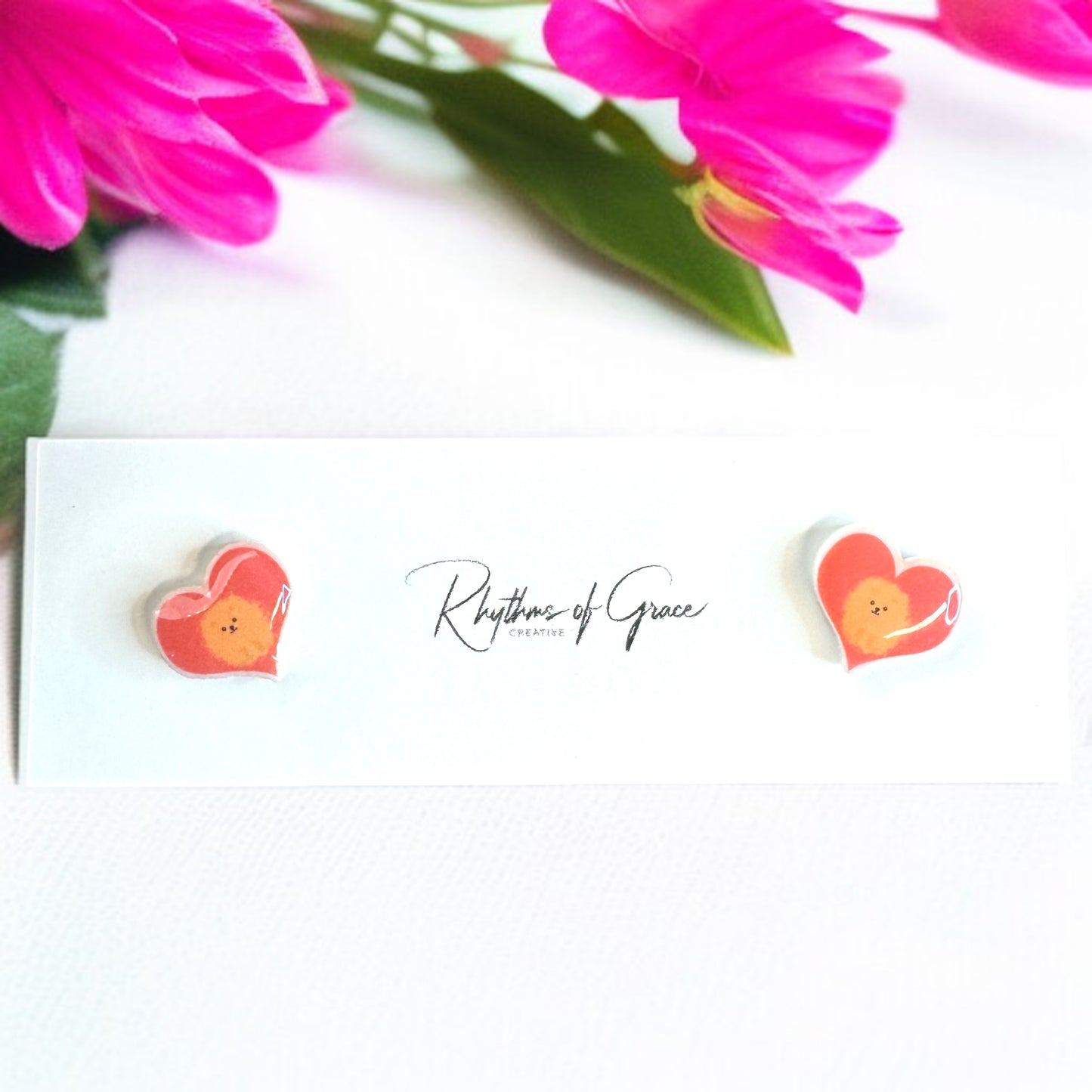 Paws & Hearts: Pomeranian Love Stud Earrings