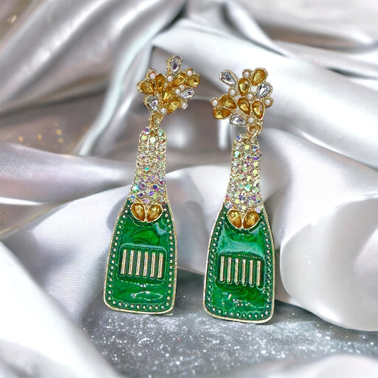 Cheers to Chic! Dazzling Champagne Bottle Earrings š¾