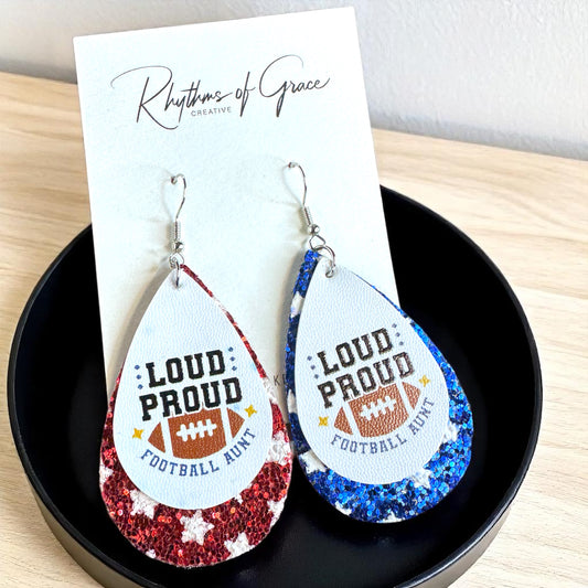 Touchdown Style Alert: "Loud Proud Football Aunt" Earrings! 🏈🇺🇸