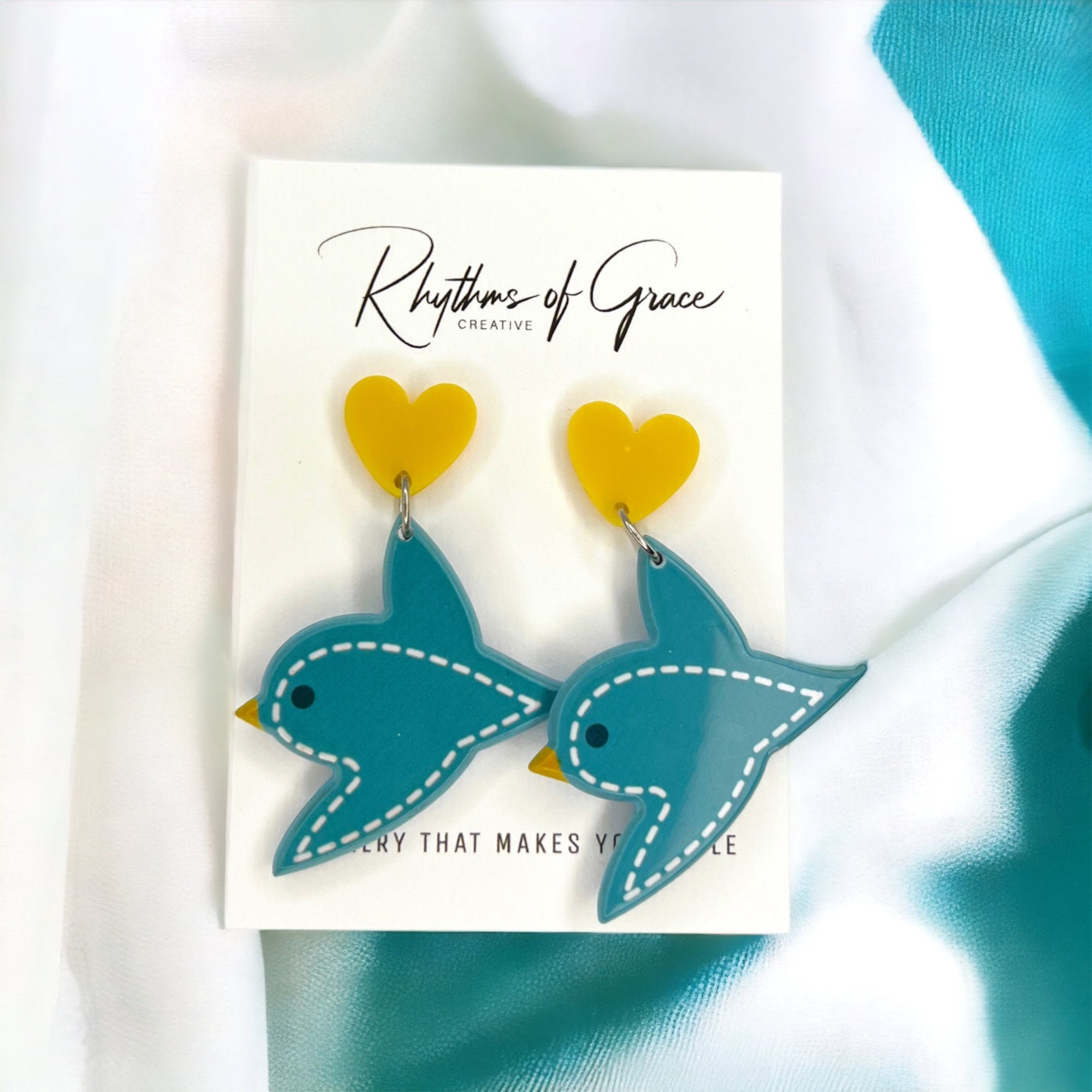 Blue Bird Earrings - Bluebird Earrings, Handmade Earrings, Bird Earring, Handmade Jewelry, Bird Jewelry, Bluebird Accessories - Rhythms of Grace Creative