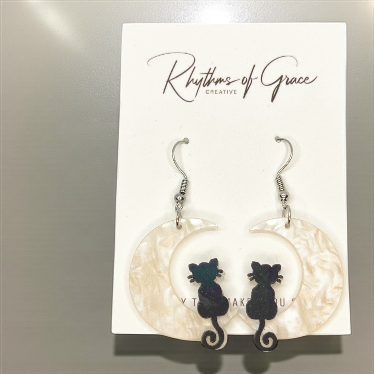 Bewitching Black Cat & Moon Earrings – Enchant Your Halloween Style! - Rhythms of Grace Creative