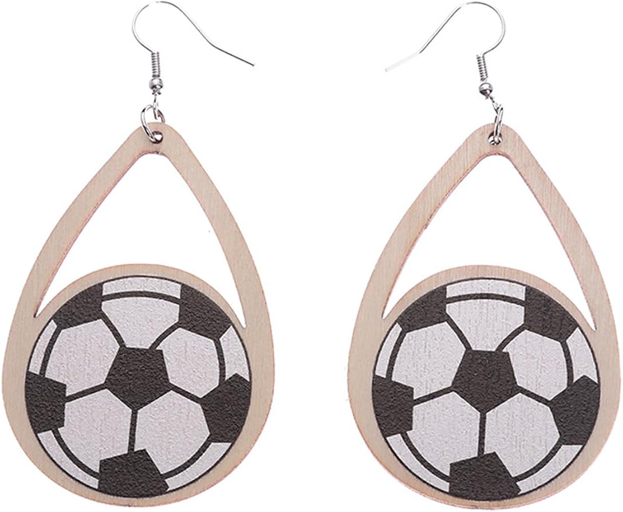 Score a Goal with Style! Wooden Soccer Dangle Earrings ⚽️