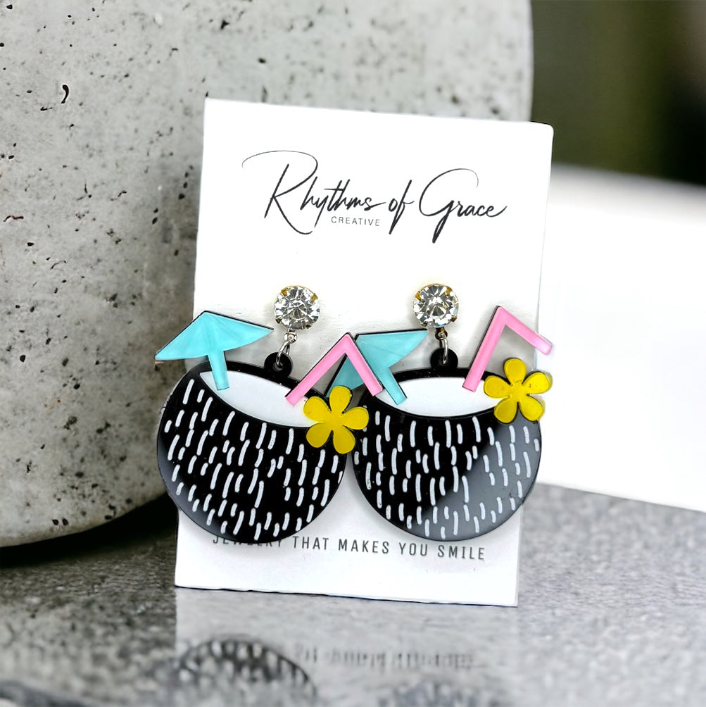 Island Cocktail Earrings - Sip, Smile, Sparkle! 🥥