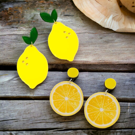 Lemon Earrings - Fruit Earrings, Handmade Jewelry, Lemon Jewelry, Food Earrings, Lemonade