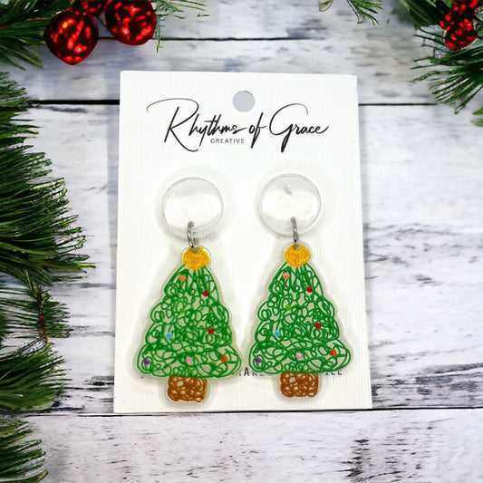 Festive Dazzle: Enchanting Christmas Tree Earrings!