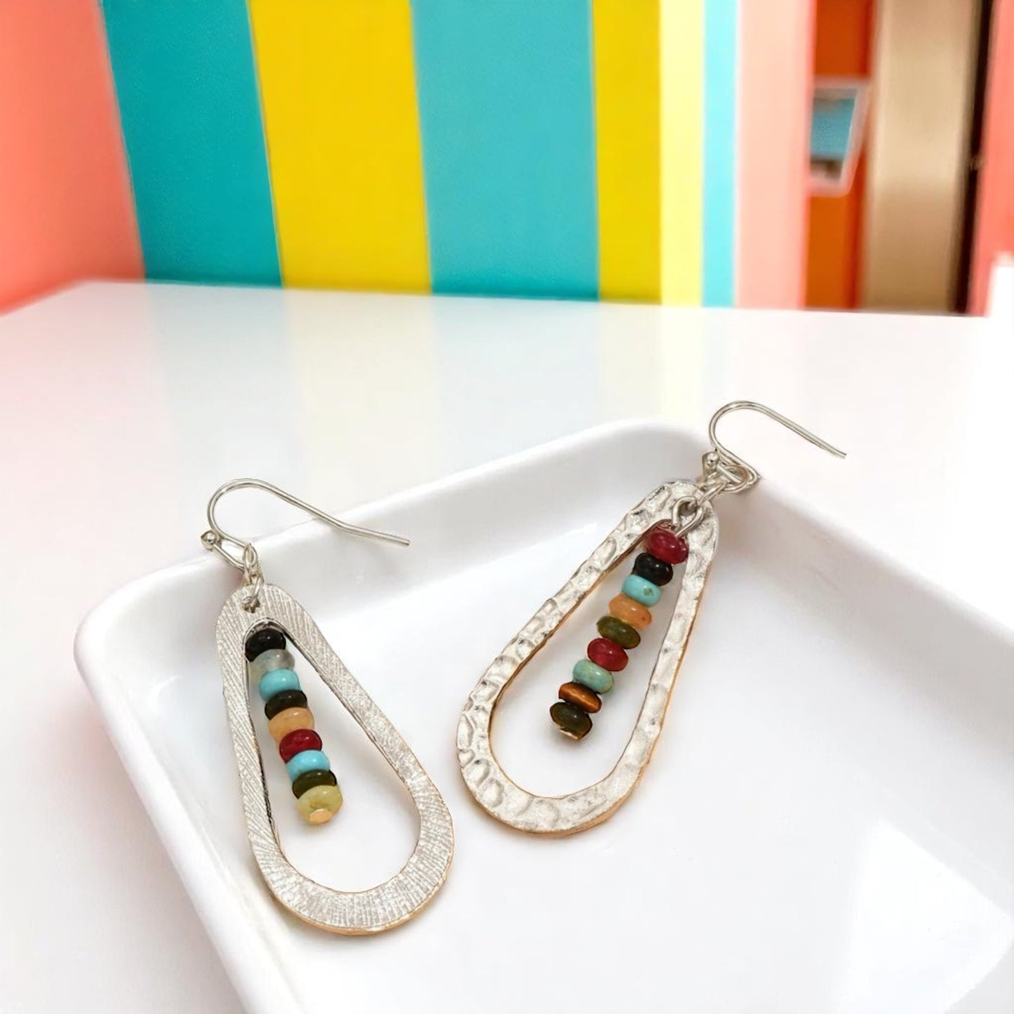Vibrant Silver Boho Chic Dangle Earrings for Effortless Style