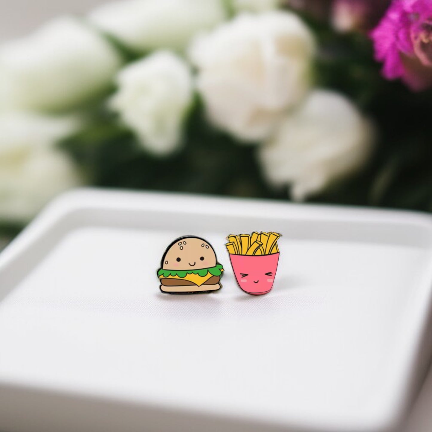 Tasteful Delight: Burger & Fries Stud Earrings 🍔🍟