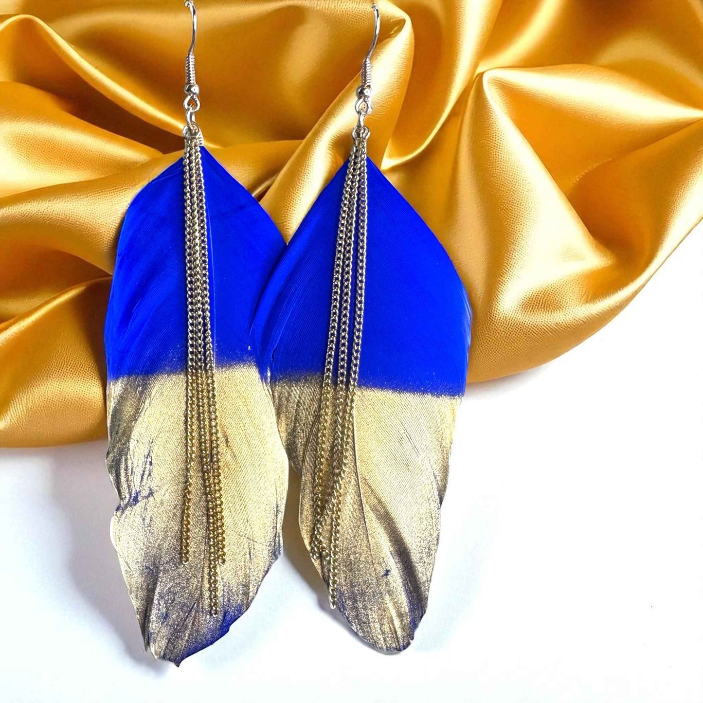 Gold Dipped Feather Earrings: Dance Into the Festivity!