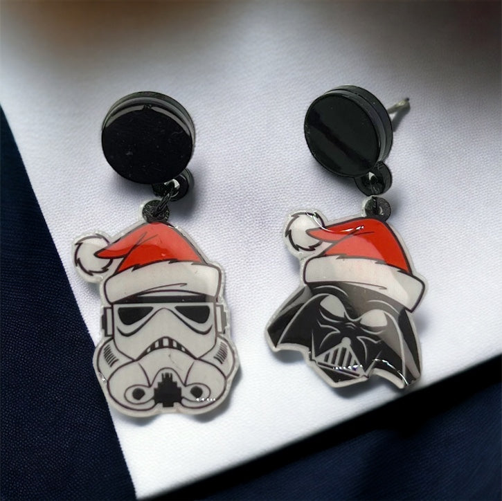Sci Fi Earrings - Handmade Jewelry, Science Fiction Earrings, Stormtrooper Earrings, Handmade Earring, Christmas Earrings - Rhythms of Grace Creative