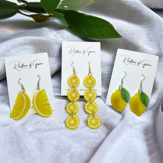 Zesty Lemon Dangle Earrings: Fresh Citrus Vibes for Your Style! 🍋