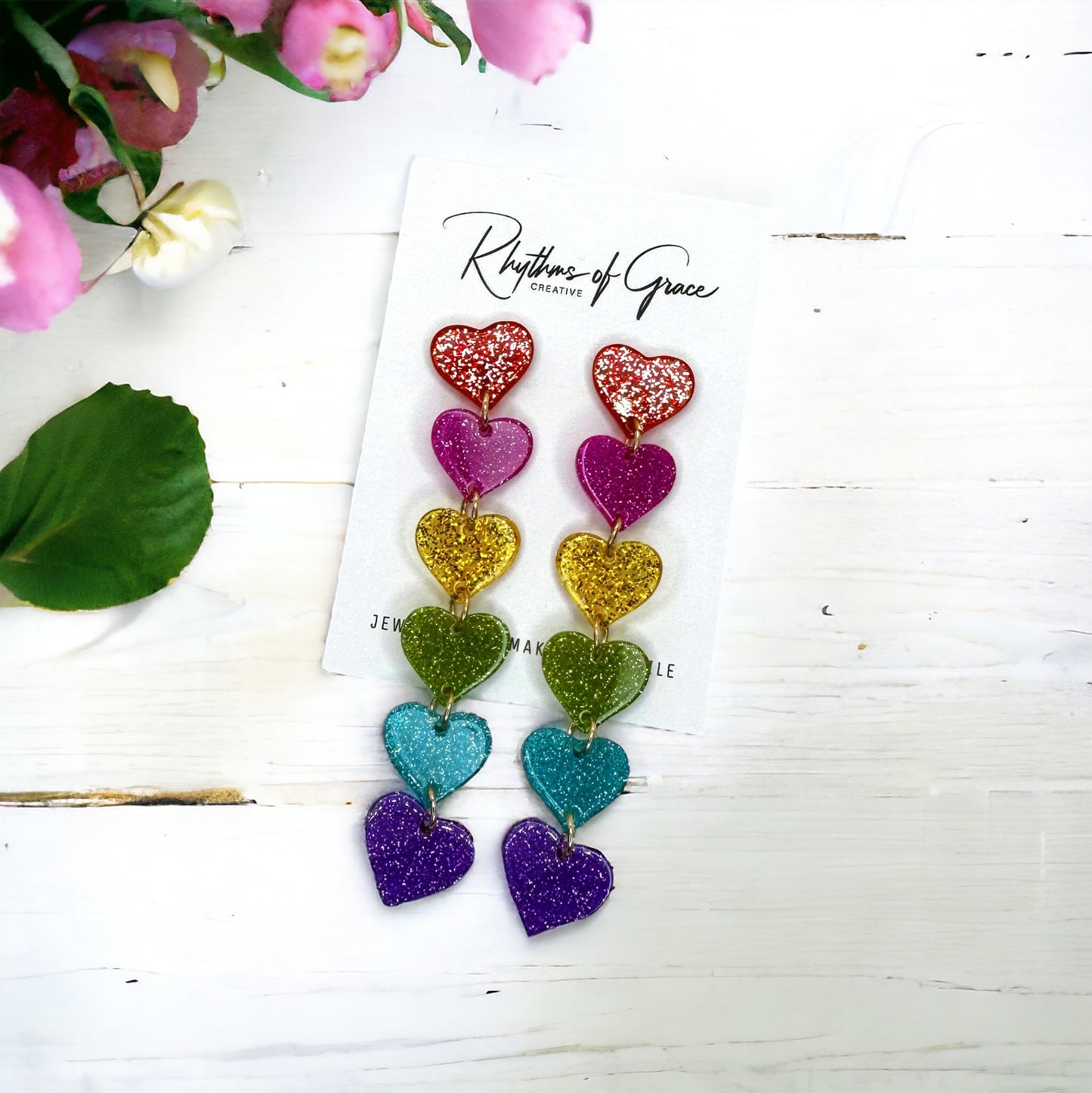 Rainbow Heart Earrings - Dazzle & Delight! 🌈