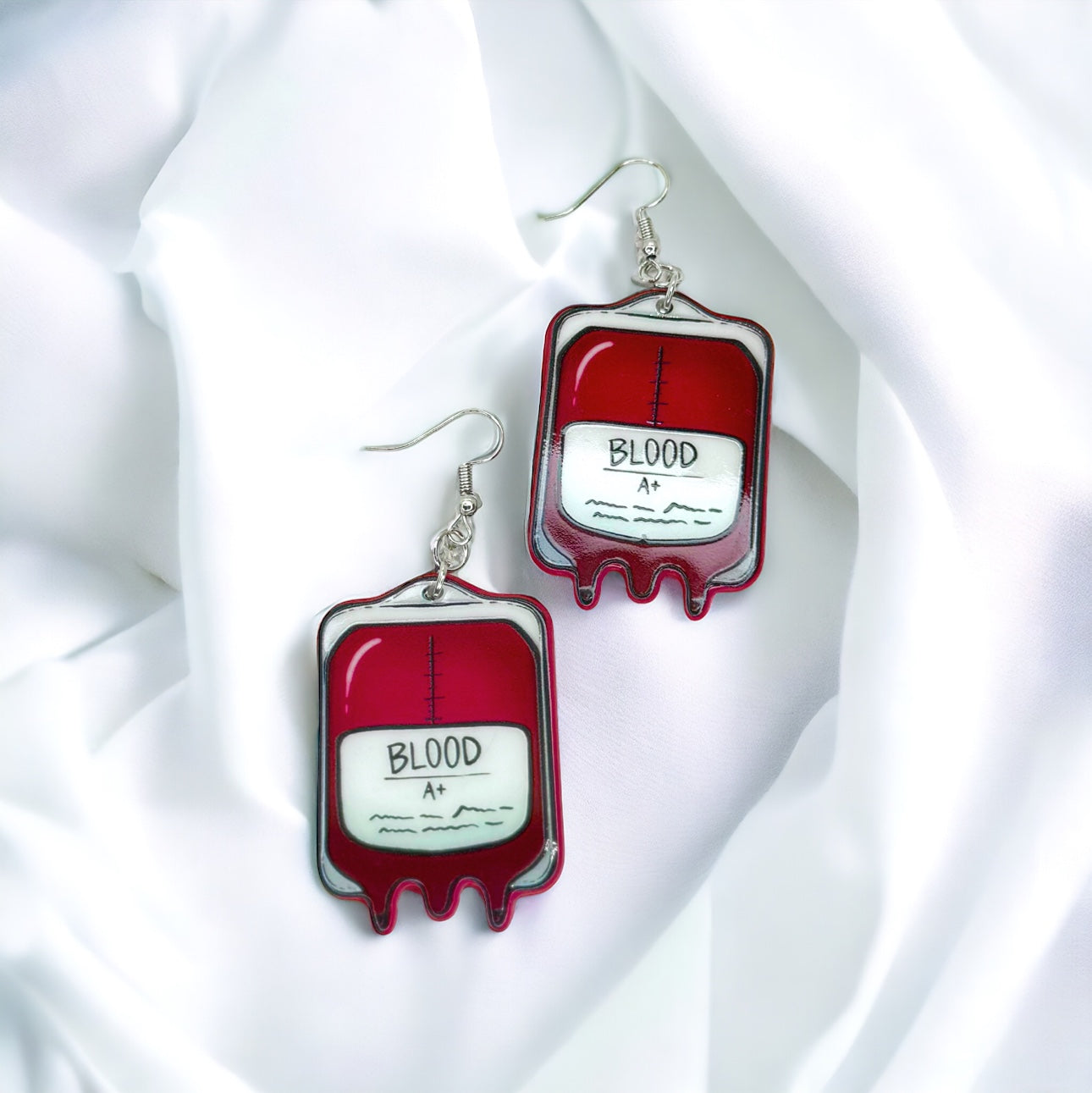 Blood Bag Earrings - Blood Donor, Blood Bank Earrings, Phlebotomist, Handmade Earrings, Appreciation Gift, Blood Donation