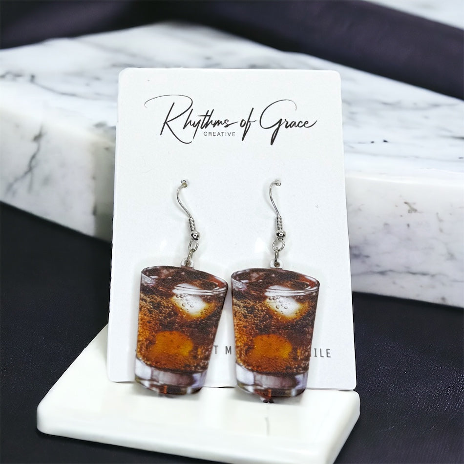 Rum & Coke Cocktail Earrings - Perfect for Happy Hour, Bartenders & Drink Lovers!