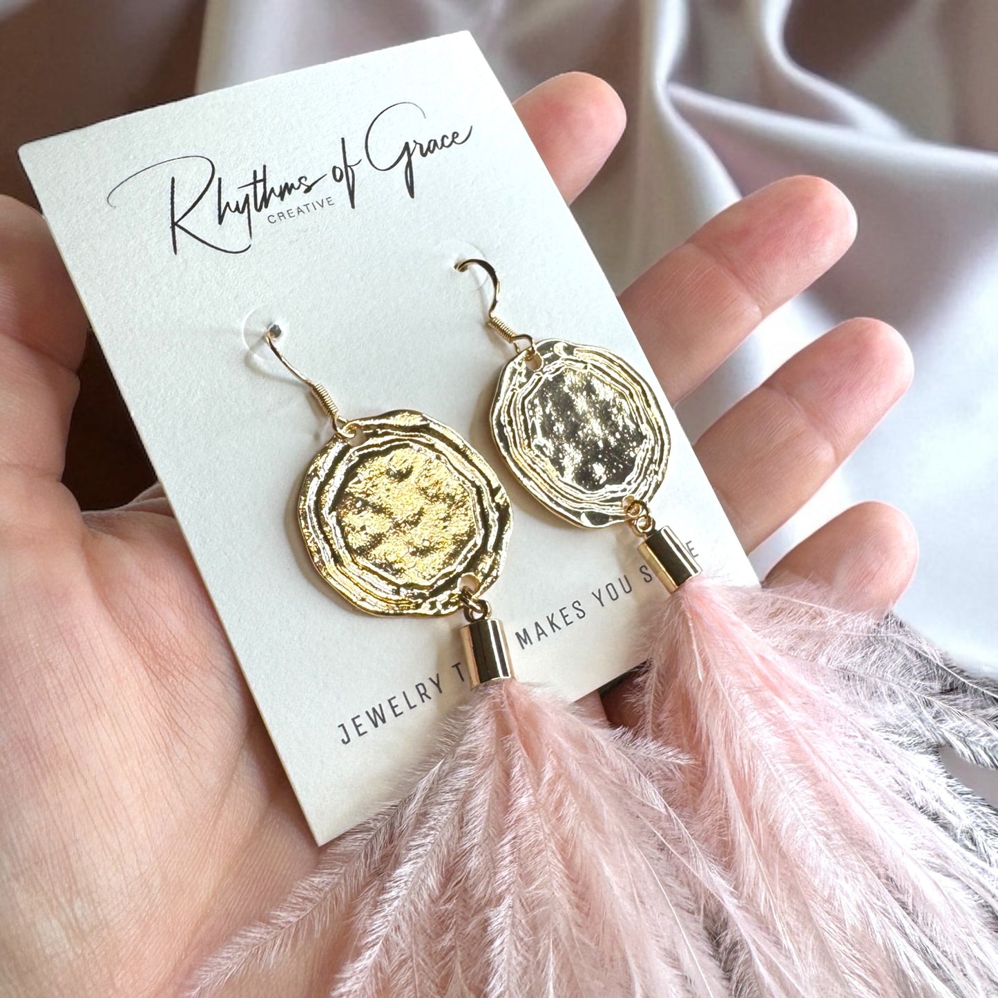 Boho Glam Vibes: Pink Feather & Gold Charm Dangle Earrings – Lightweight, Bold & Beautiful!