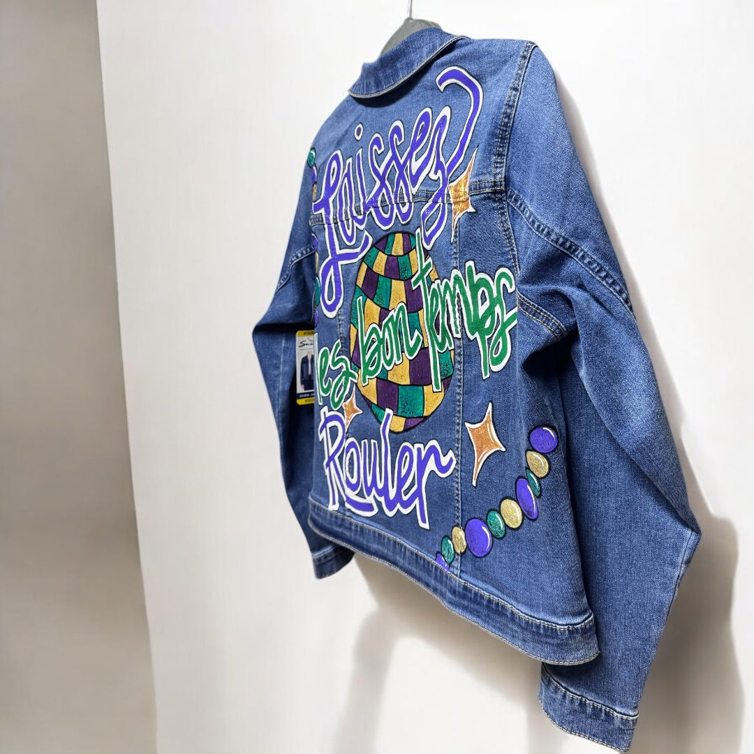 Hand Painted Jean Jacket: “Laissez les bon temps rouler”