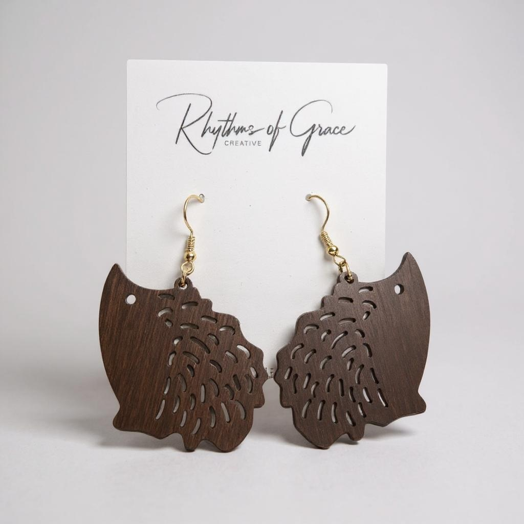 Charming Wooden Hedgehog Earrings - Handmade & Adorable!