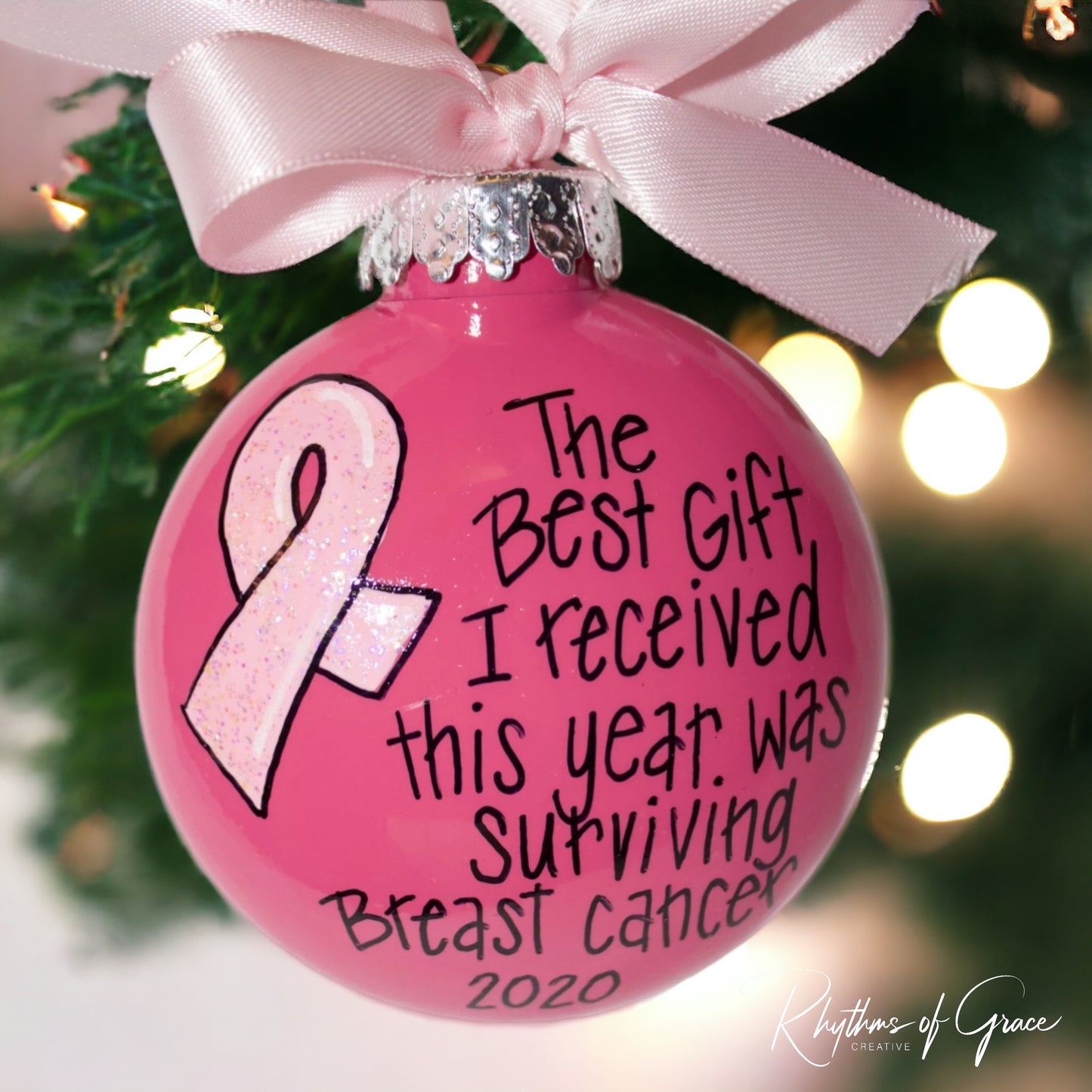 Christmas Ornament: "The Best Gift I Received This Year Was Surviving Breast Cancer"