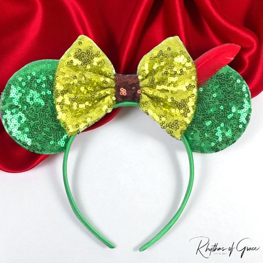 Green Peter Pan Inspired Mouse Ears - Sequin Headband,