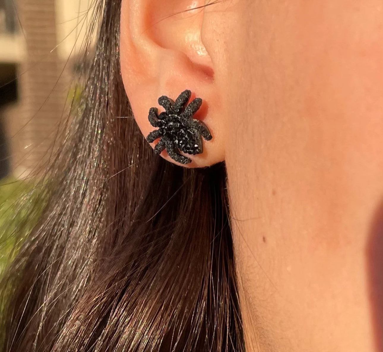 Bewitching Black Glitter Spider Studs! New Halloween Favorite!🕷️