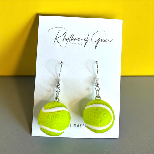 Game, Set, Match: Tennis Ball Earrings – Serve Up Style!
