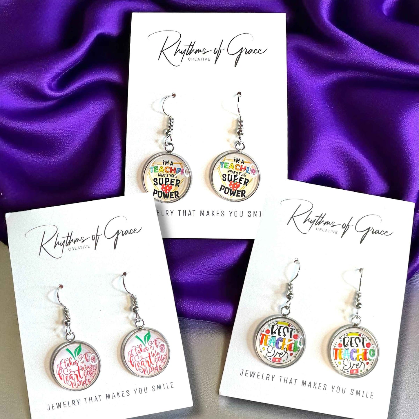 Inspire & Shine with Teacher Cabochon Dangle Earrings!