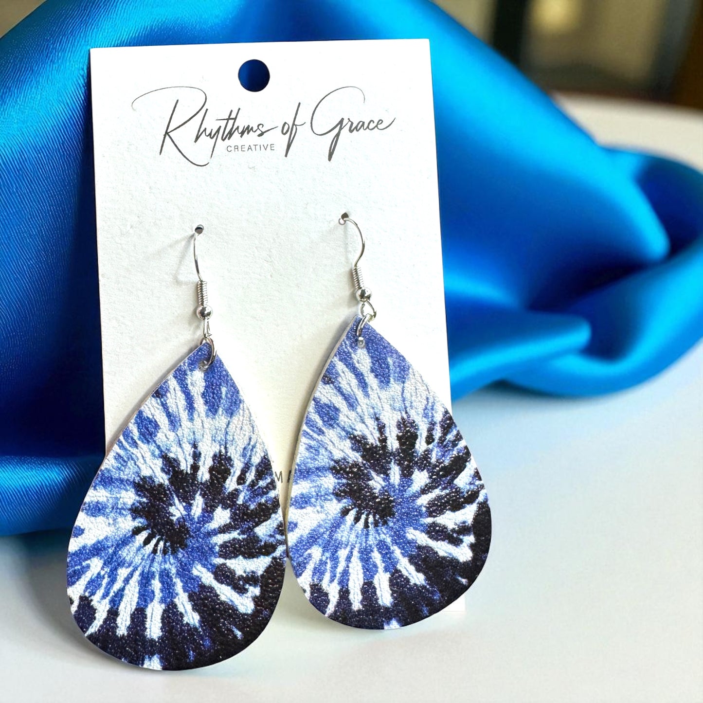 Blue Tie Dyed Teardrop Earrings – Chill Vibes Only 💙