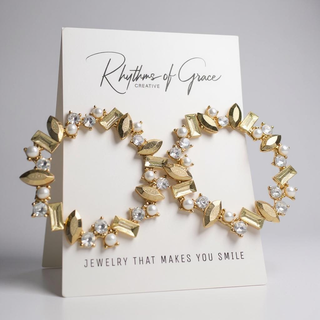 Stunning Champagne Colored Rhinestone Earrings