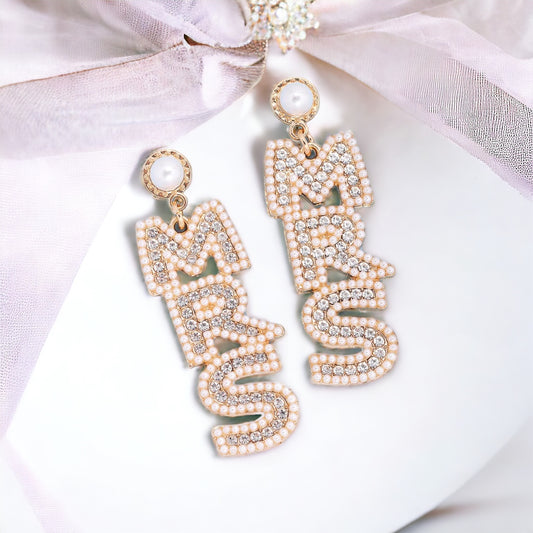 Dazzle on Your Big Day with Our Rhinestone MRS Earrings! 💍