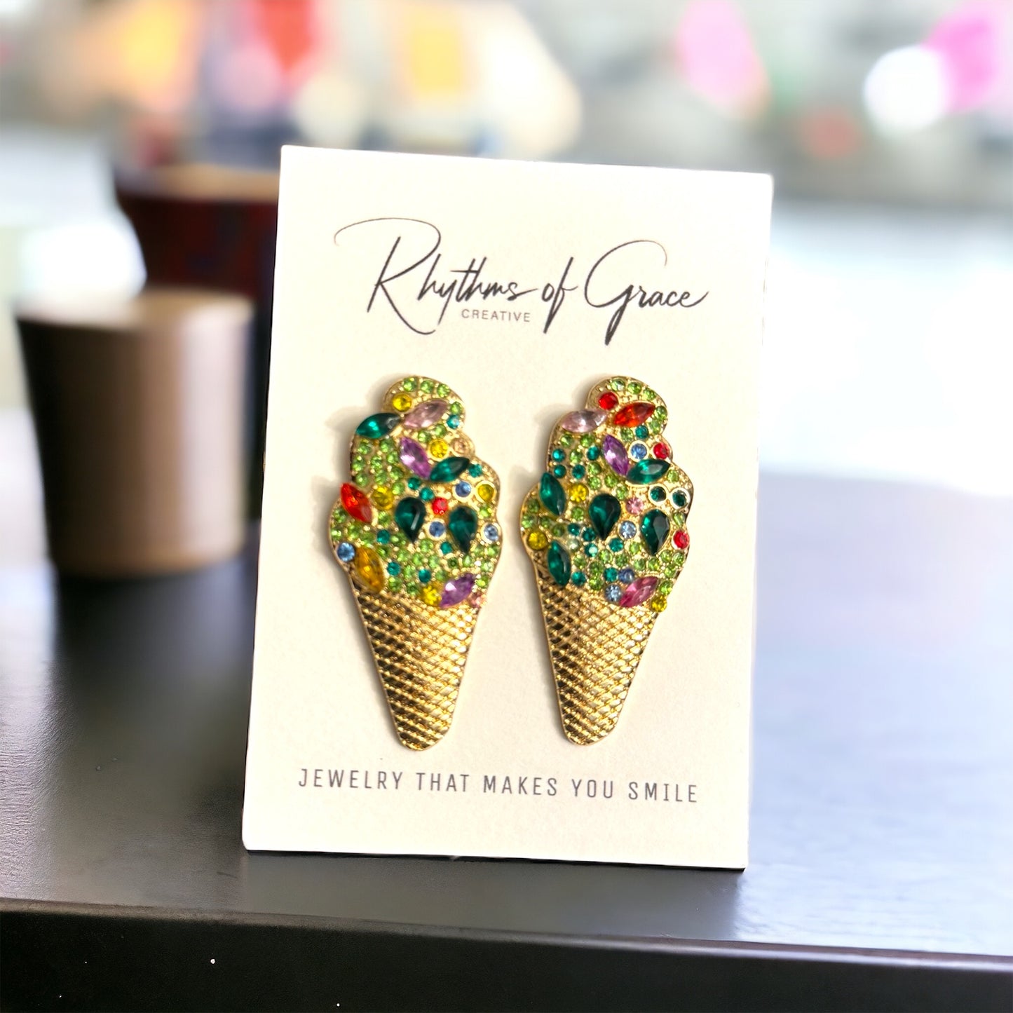 Sweeten Your Style with Our Rhinestone Ice Cream Earrings! 🍦