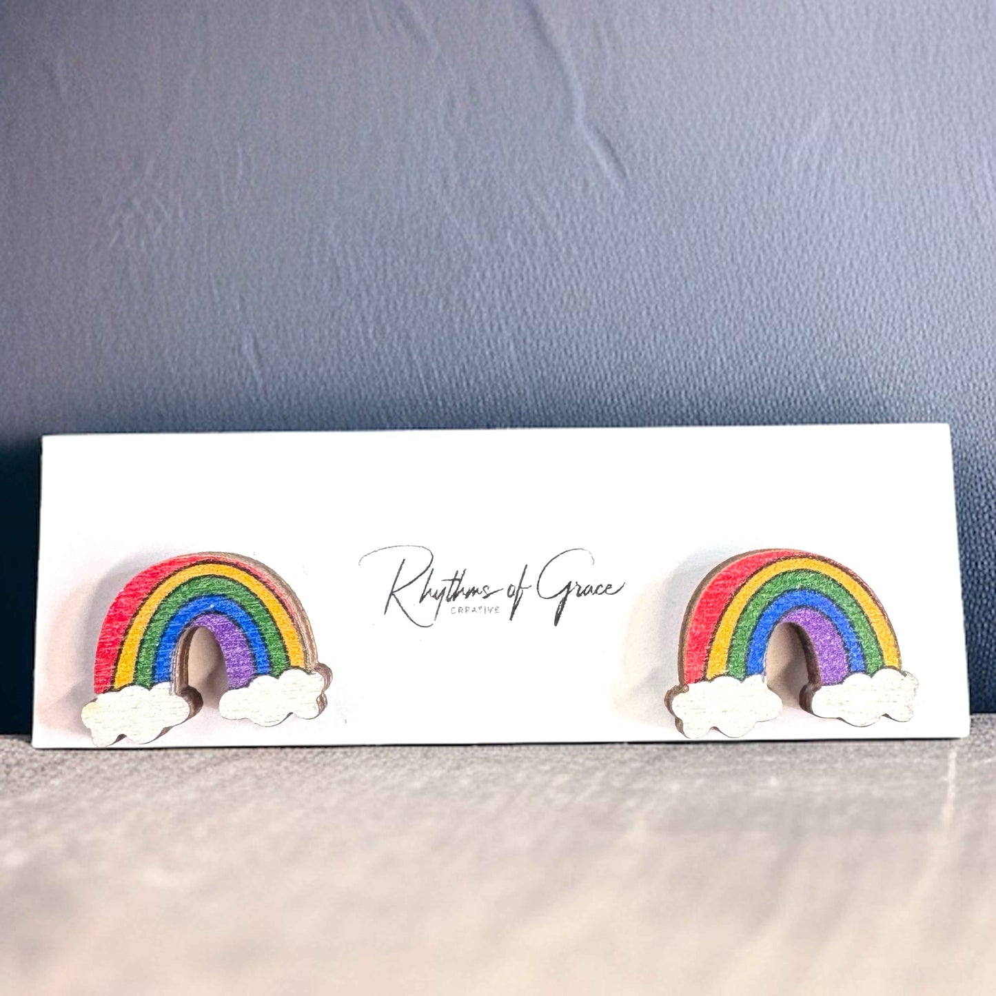 Rainbow Radiance: Handmade Wooden Studs for Every Occasion!