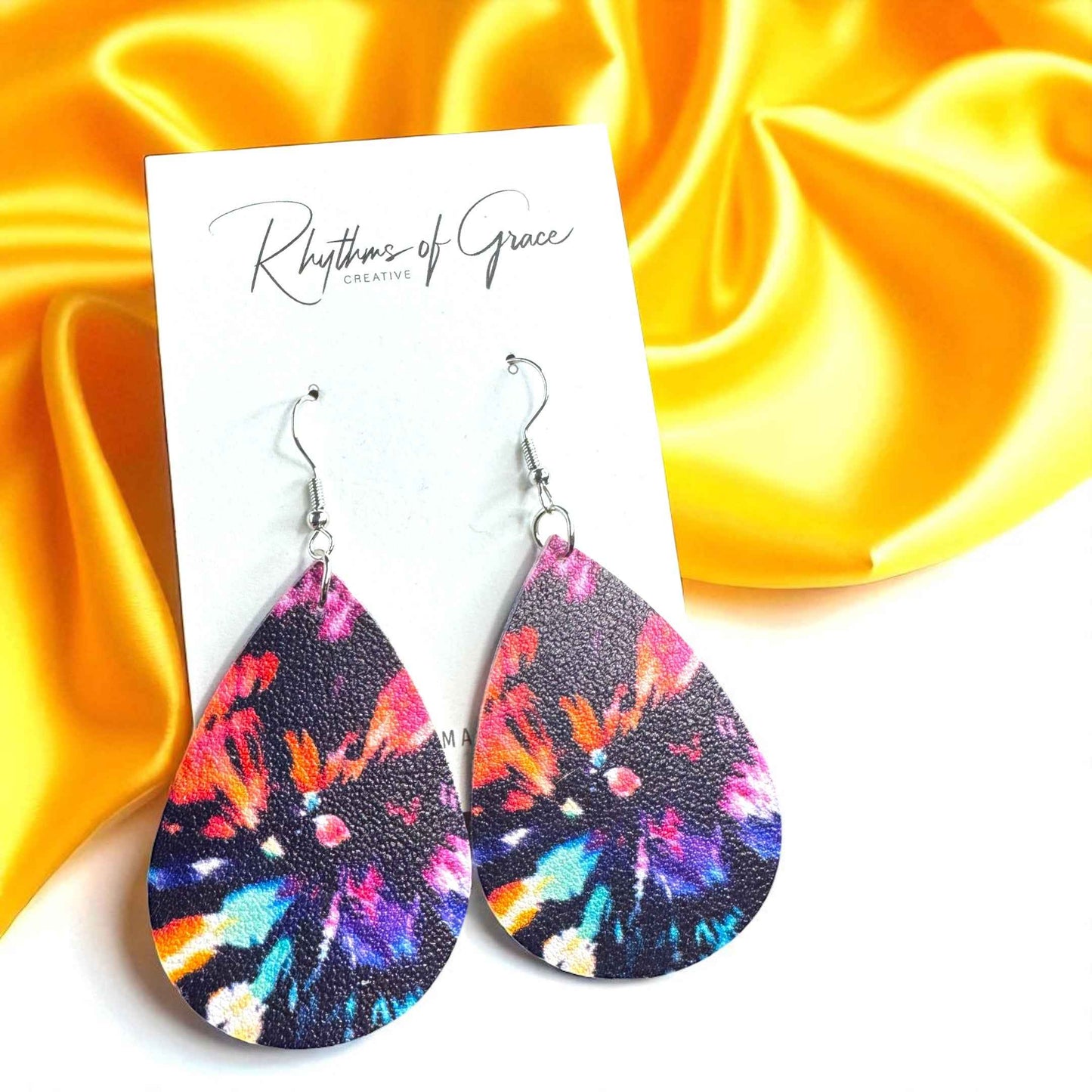 Tie Dyed Teardrop Earrings – Boho Bold & Bright! 🌈