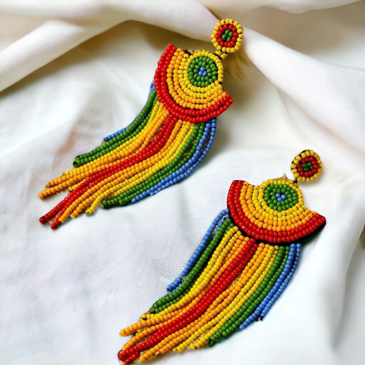 Rainbow Radiance: Boho Chic Beaded Earrings for Every Celebration!
