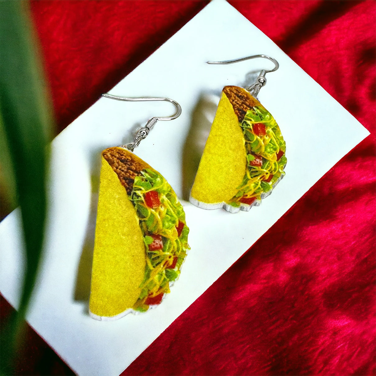 Taco Earrings - Taco Tuesday, Cinco de Mayo, Taco Jewelry, Dia de los Muertos, Mexican Food