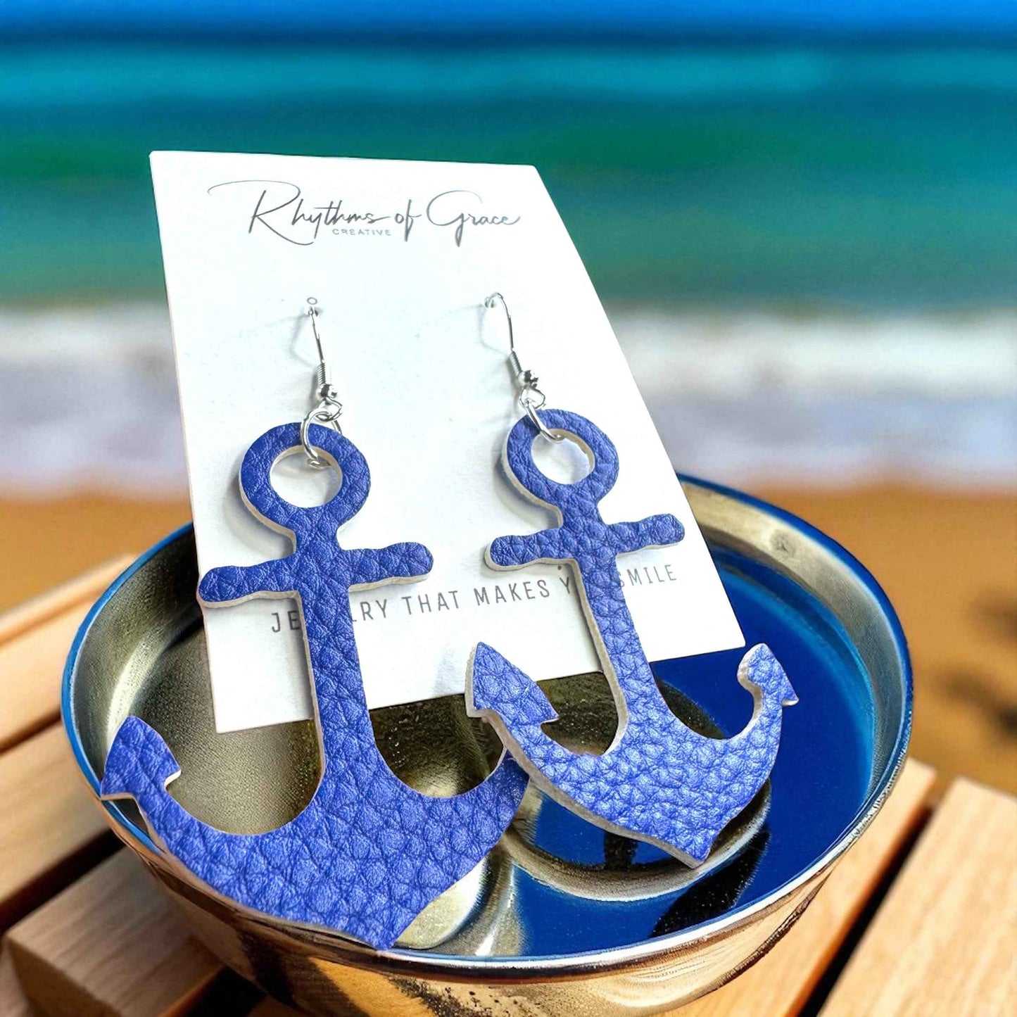 Blue Anchor Earrings – Nautical Vibes, Handmade Style! ⚓