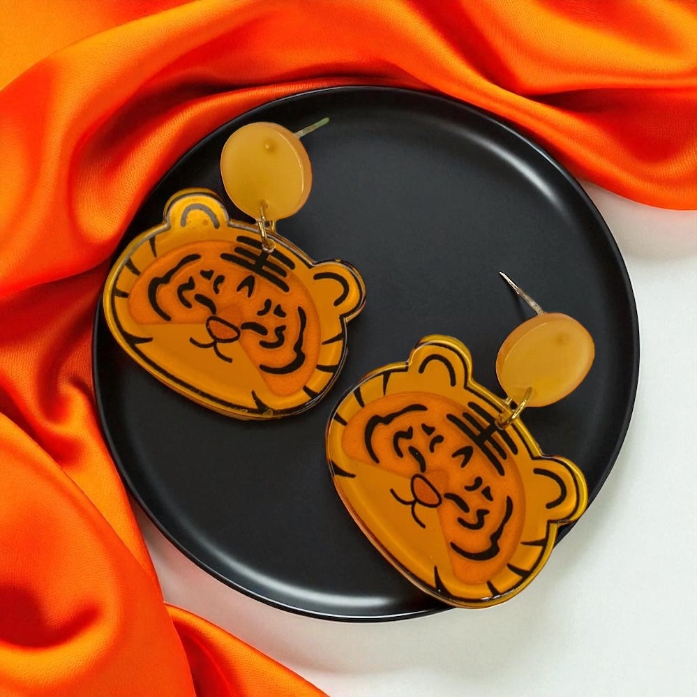 Unleash Your Inner Wildcat with Our Cartoon Tiger Earrings! ๐ฏ๐ - Rhythms of Grace Creative