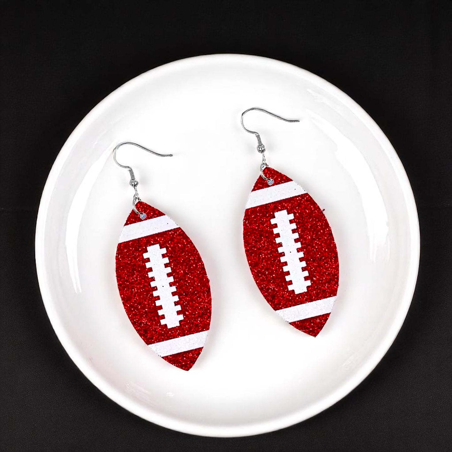 Score Big with Sparkle! Glitter Football Dangle Earrings 🏈