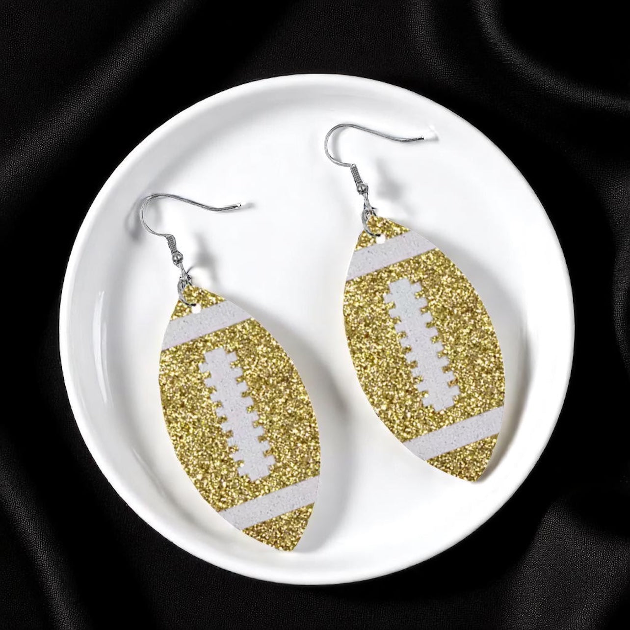Score Big with Sparkle! Glitter Football Dangle Earrings 🏈