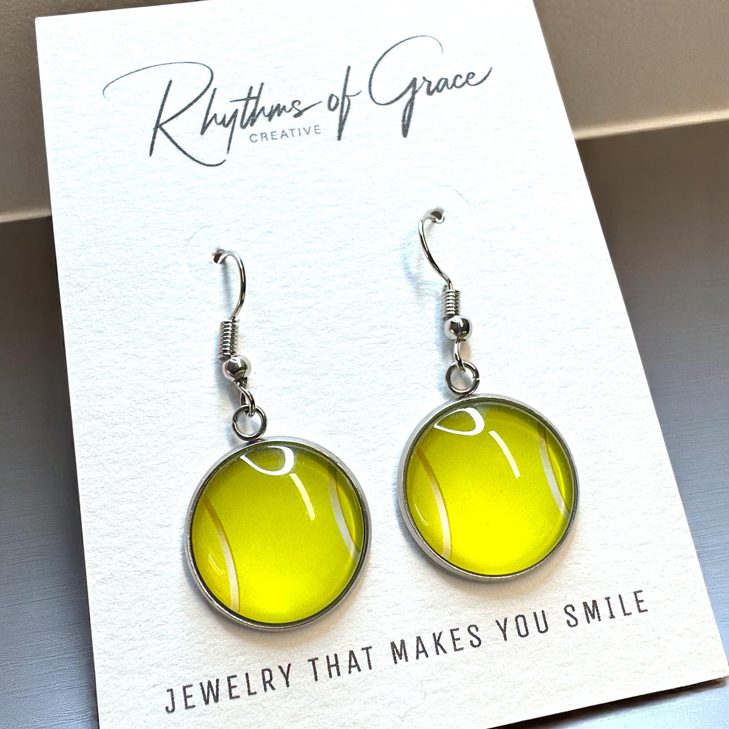 Serve Up Style with Tennis Cabochon Dangle Earrings! 🎾