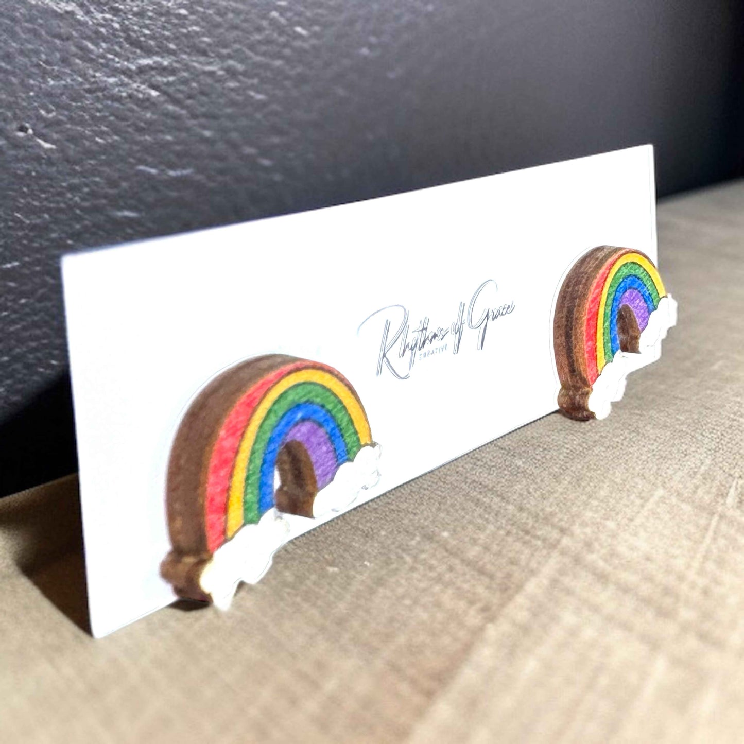 Rainbow Radiance: Handmade Wooden Studs for Every Occasion!