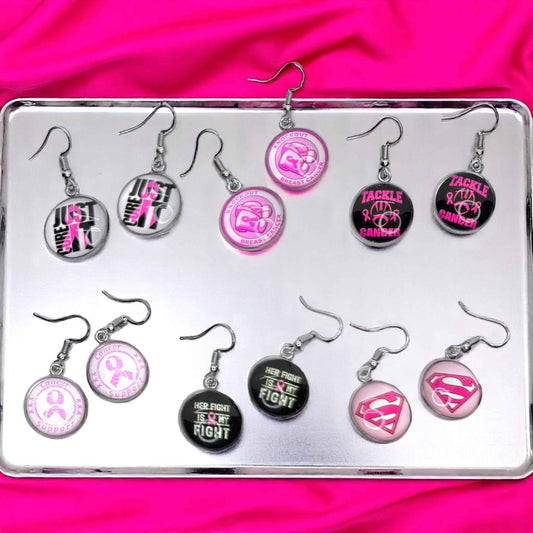 Fight Like a Girl (and Look Fabulous Doing It!) - Breast Cancer Awareness Earrings 💖