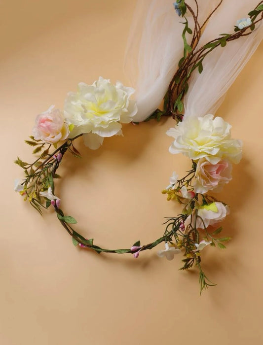 Woodland Goddess Headband - Handmade Headpiece, Flower Headpiece, Rainbow Flowers, Flower Child, Floral Headband