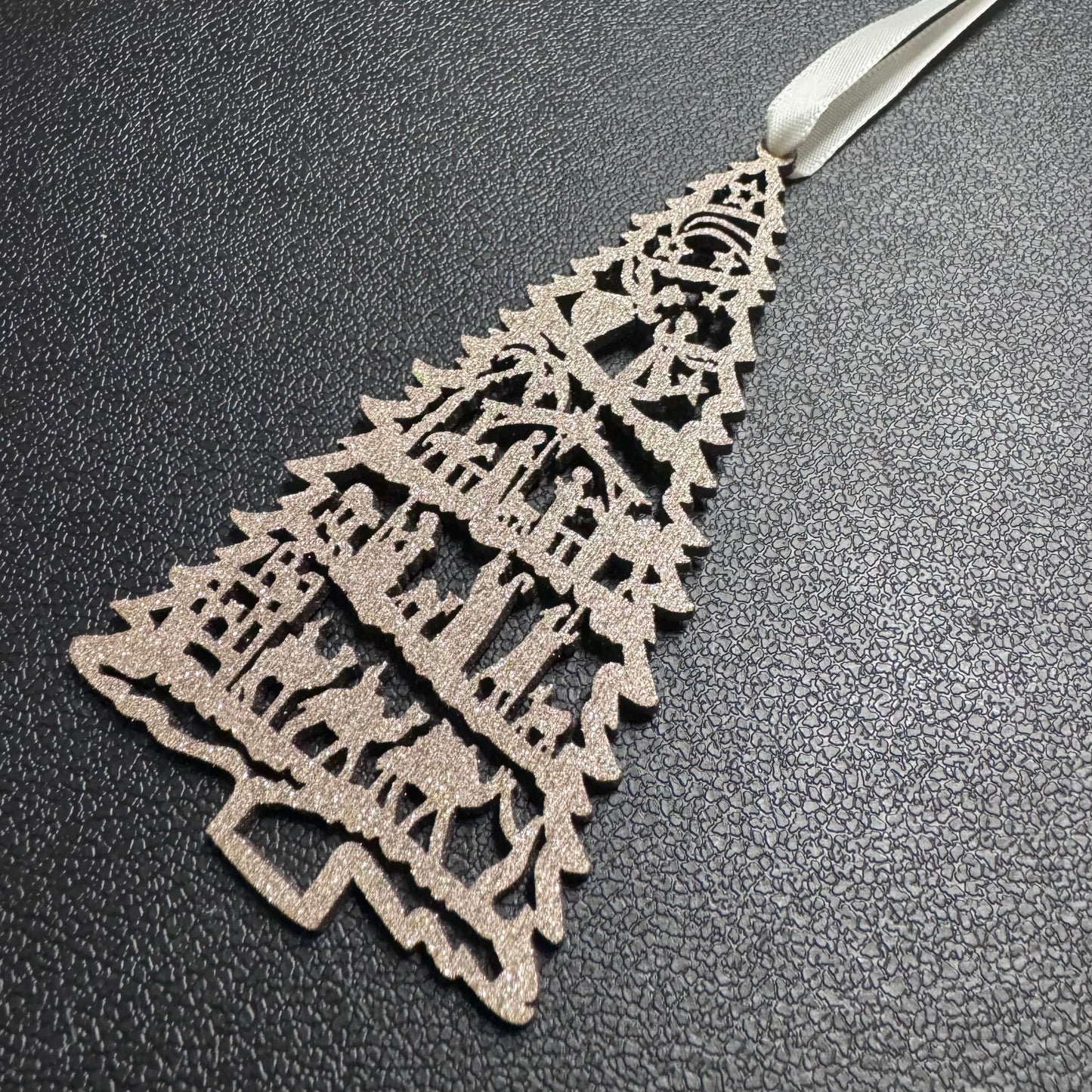 Illuminate Christmas Spirit: Handmade Laser Cut Jesus Story Tree Ornament! Sparkly Glitter Gold Holiday Gift
