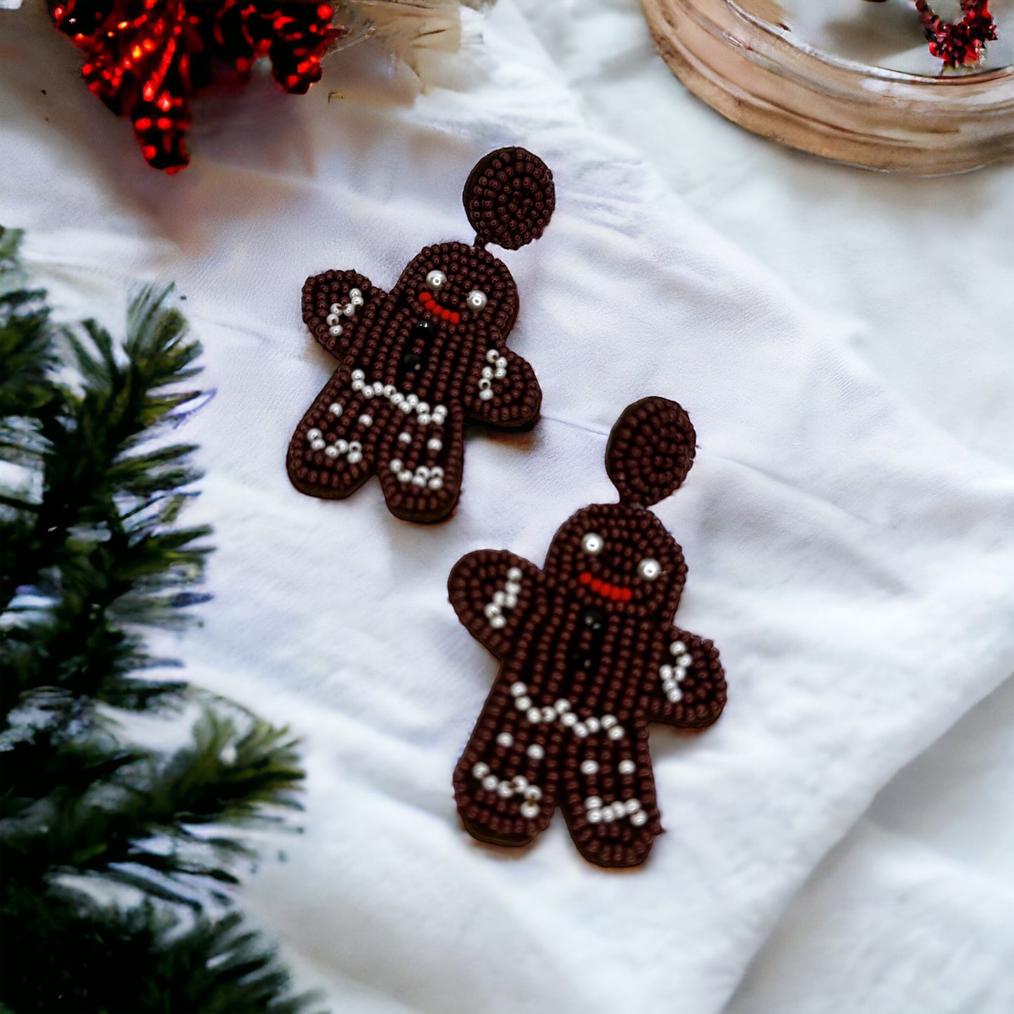 Beaded Gingerbread Man Earrings, Gingerbread Earrings, Christmas Earrings, Christmas Jewelry, Christmas Jewelry, Handmade Earrings, Beaded Earrings