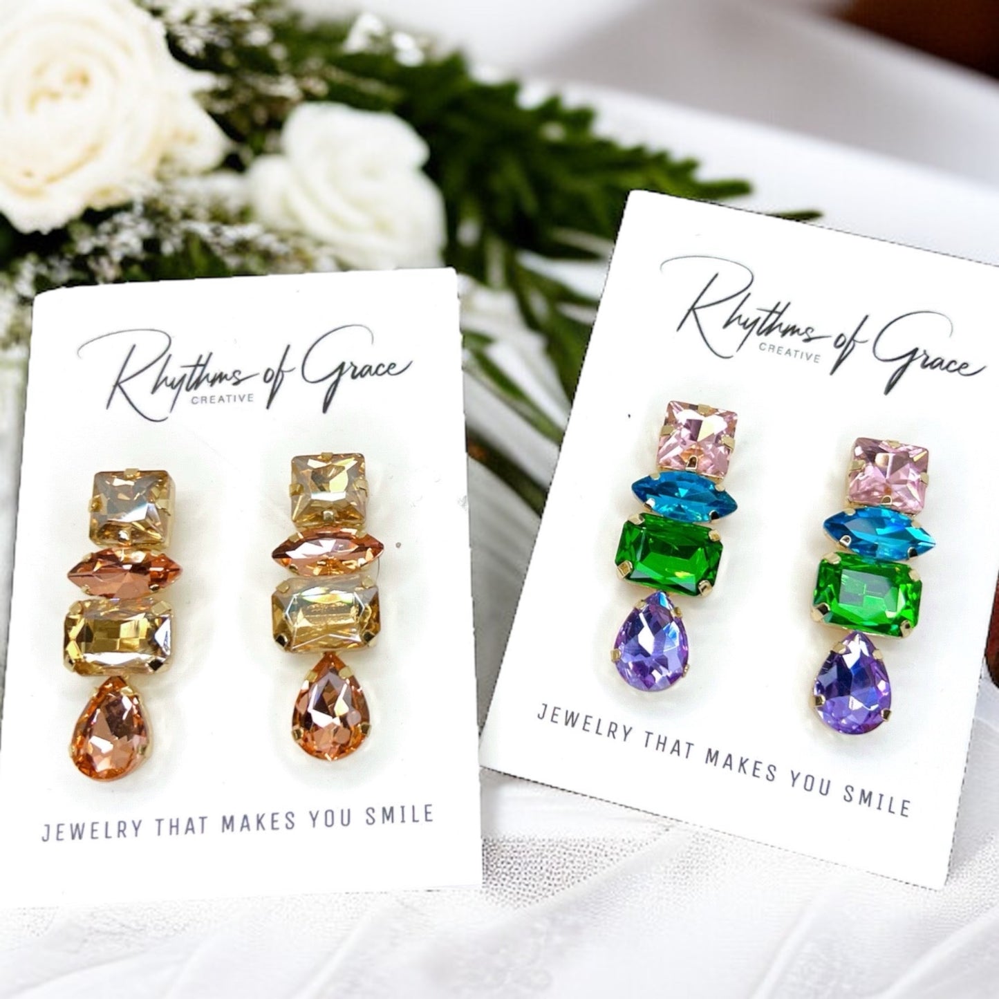 Sparkle in Style: Pastel Rhinestone Drop Earrings - Rhythms of Grace Creative