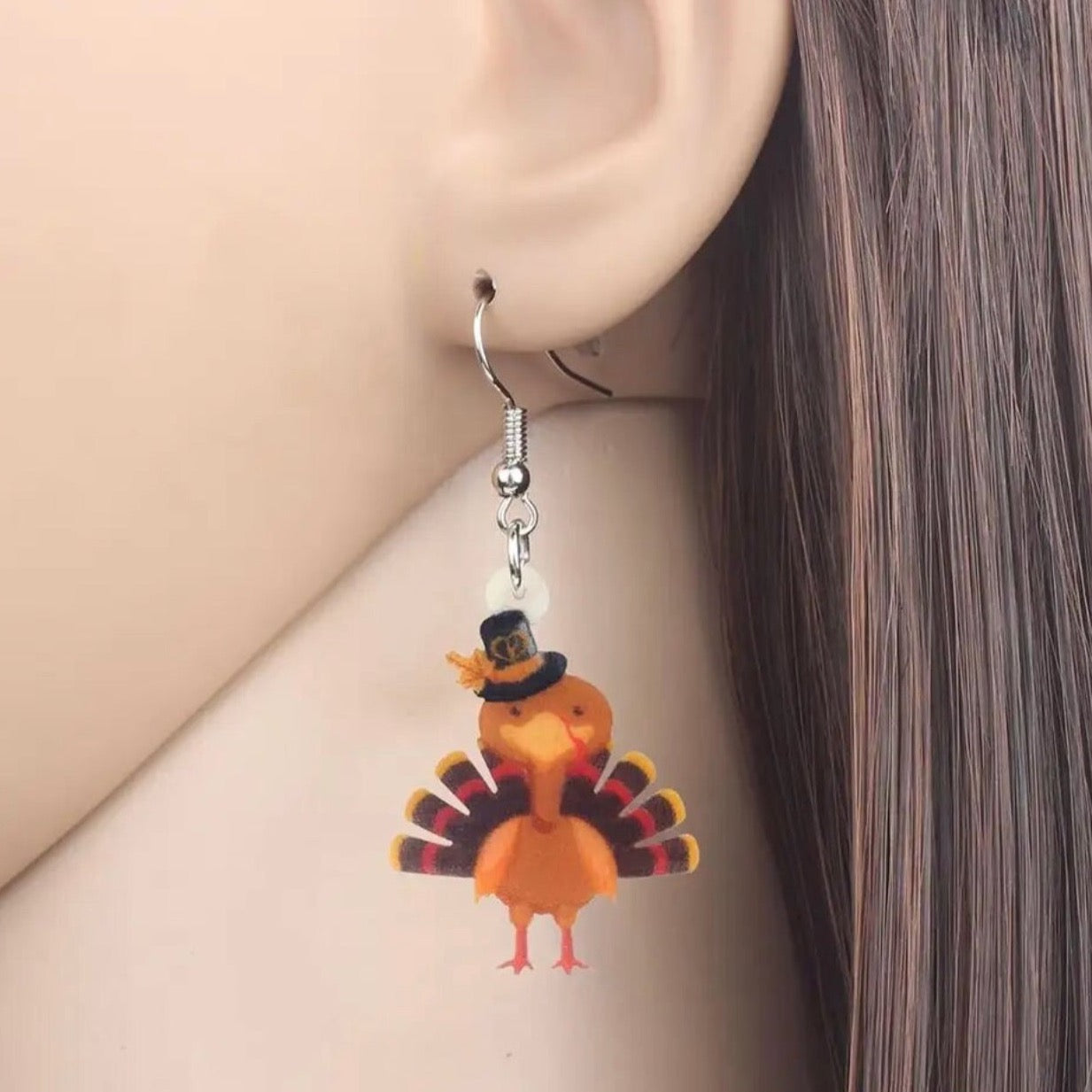 Turkey Earrings - Thanksgiving Earrings, Thanksgiving Accessories, Turkey Trot, Thanksgiving Turkey Earrings - Rhythms of Grace Creative