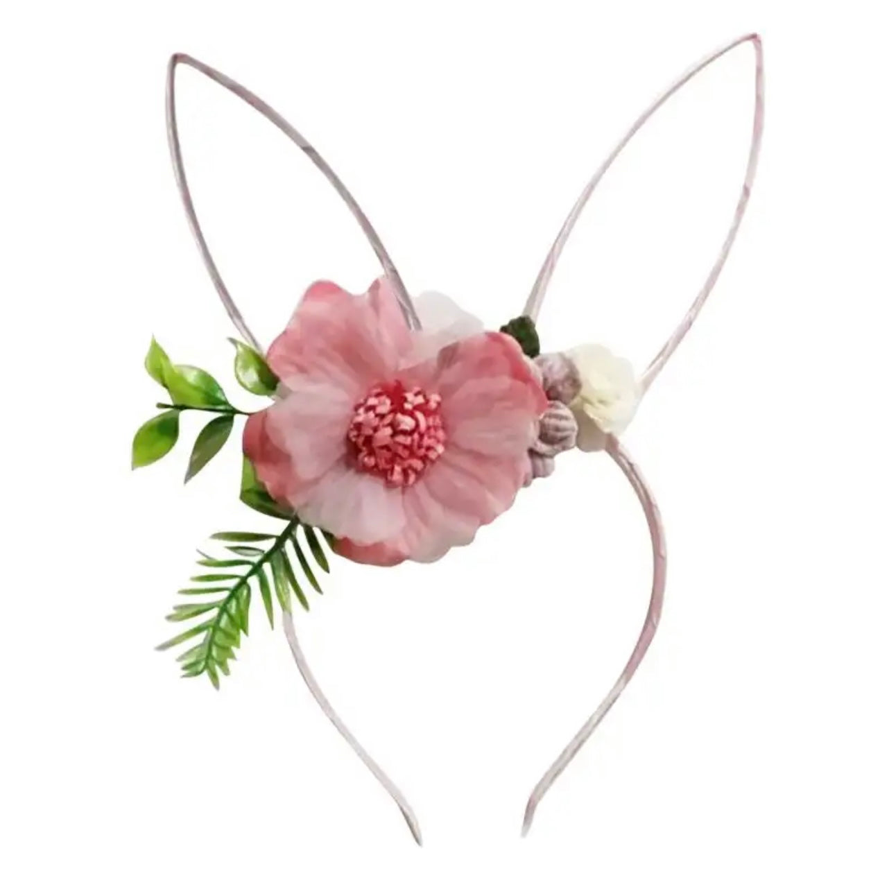 Floral Bunny Ears - Bunny Headband, Handmade Headpiece, Black Ears, Bunny Costume, Rabbit Ears